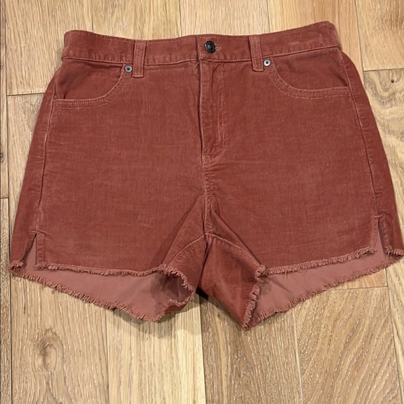Aerie Brown corduroy Jean Shorts‎ raw hem medium - Picture 1 of 4